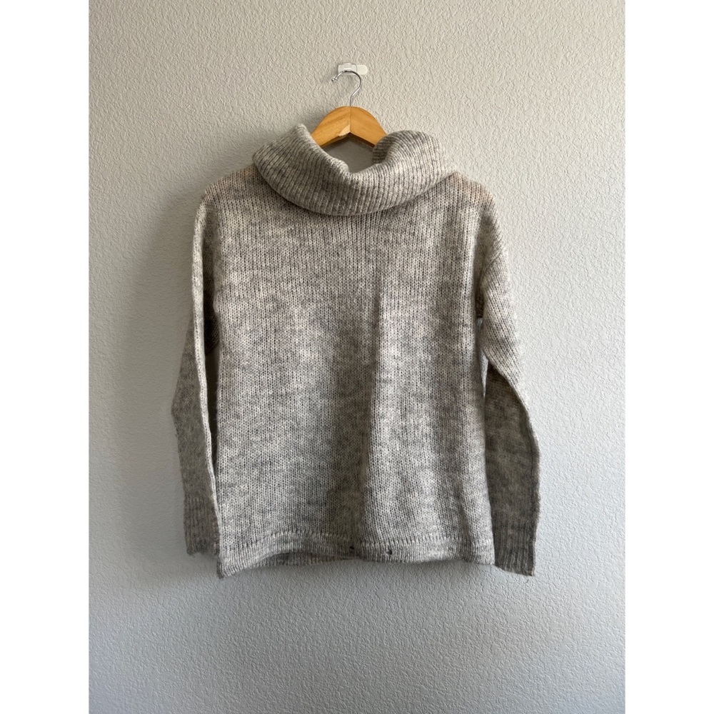 Oversized Grey Knitted Turtleneck Sweater Size XS